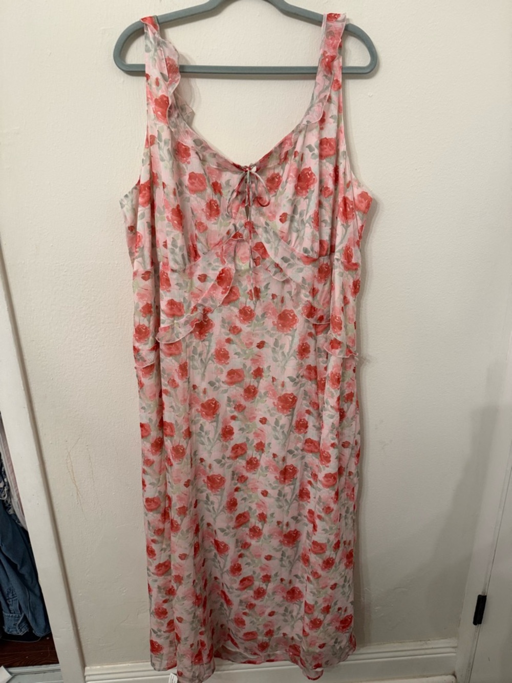 Floral Maxi Dress with Ruffle Front